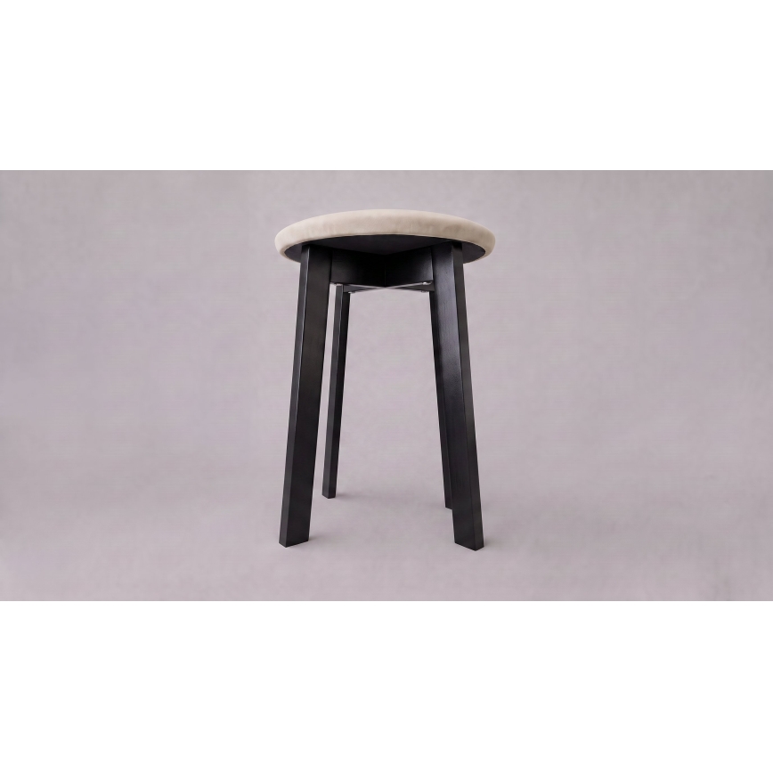 KUBE stool, Ø 36 cm, black/beige