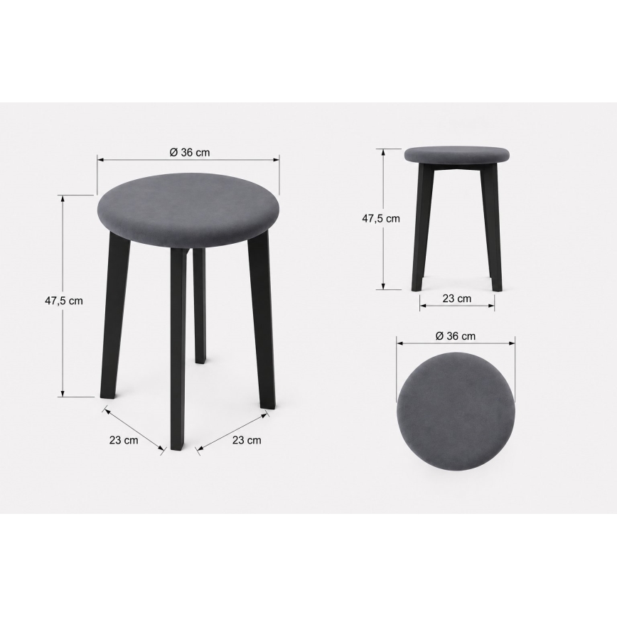 KUBE stool, Ø 36 cm, black/beige