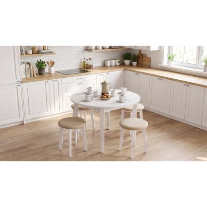 KUBE stool Ø 36 cm white/beige