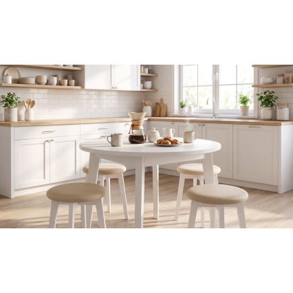 KUBE stool Ø 36 cm white/beige