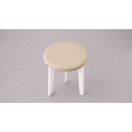 KUBE stool Ø 36 cm white/beige