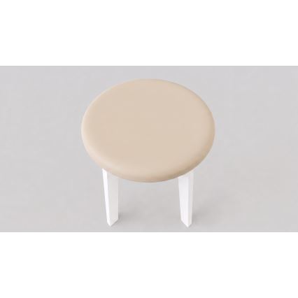 KUBE stool Ø 36 cm white/beige