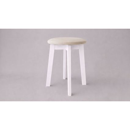 KUBE stool Ø 36 cm white/beige