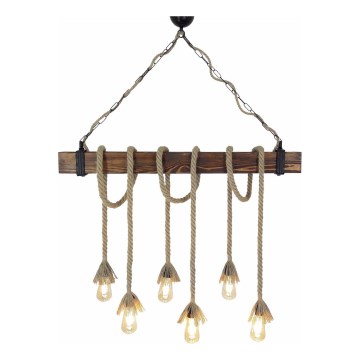 KUTUK cable-suspended chandelier 6xE27/40W/230V, pine