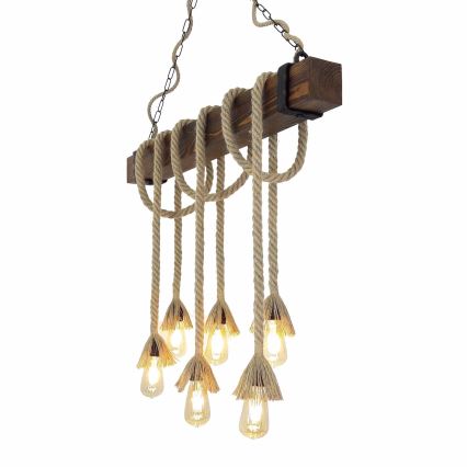 KUTUK cable-suspended chandelier 6xE27/40W/230V, pine