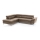 L-shaped folding corner leather lounge suite SALERNO II left brown