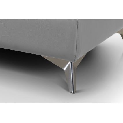 L-shaped folding corner leather lounge suite SALERNO II left grey