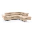 L-shaped folding corner leather lounge suite SALERNO II right beige