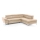 L-shaped folding corner leather lounge suite SALERNO II right beige