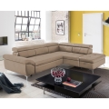 L-shaped folding corner leather lounge suite SALERNO II right brown