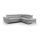 L-shaped folding corner leather lounge suite SALERNO II right grey