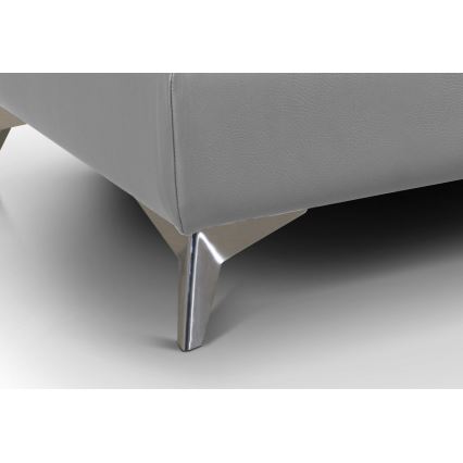 L-shaped folding corner leather lounge suite SALERNO II right grey
