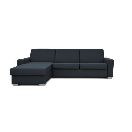 L-shaped folding corner lounge suite for everyday sleeping with a storage space LEKA left blue
