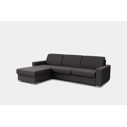 L-shaped folding corner lounge suite for everyday sleeping with a storage space LEKA left brown