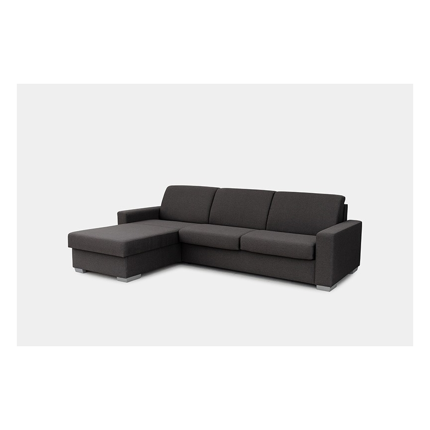 L-shaped folding corner lounge suite for everyday sleeping with a storage space LEKA left brown
