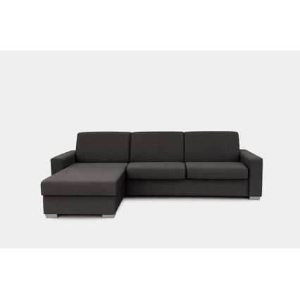 L-shaped folding corner lounge suite for everyday sleeping with a storage space LEKA left brown