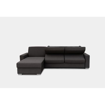 L-shaped folding corner lounge suite for everyday sleeping with a storage space LEKA left brown
