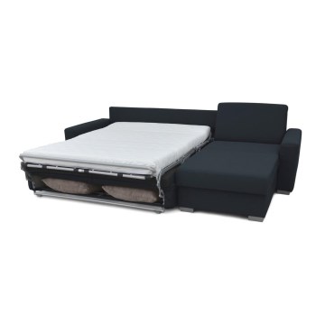 L-shaped folding corner lounge suite for everyday sleeping with a storage space LEKA right blue