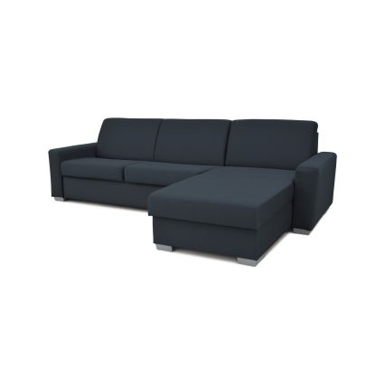 L-shaped folding corner lounge suite for everyday sleeping with a storage space LEKA right blue