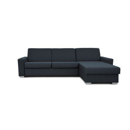 L-shaped folding corner lounge suite for everyday sleeping with a storage space LEKA right blue