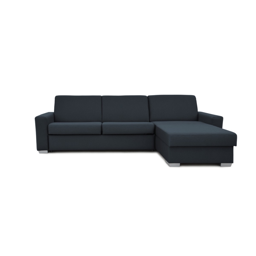 L-shaped folding corner lounge suite for everyday sleeping with a storage space LEKA right blue