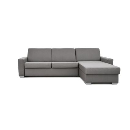 L-shaped folding corner lounge suite for everyday sleeping with a storage space LEKA right grey