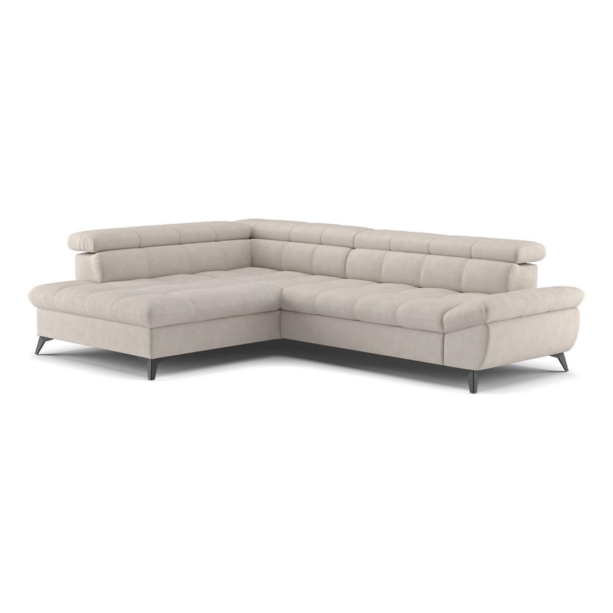 L-shaped folding corner lounge suite MARANO left beige