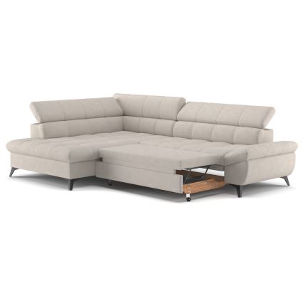 L-shaped folding corner lounge suite MARANO left beige