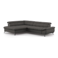 L-shaped folding corner lounge suite MARANO left black