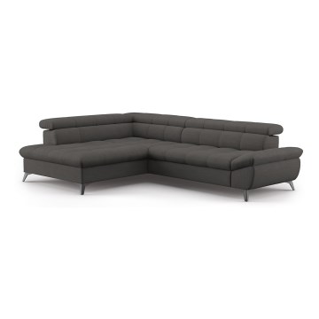 L-shaped folding corner lounge suite MARANO left black