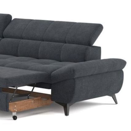 L-shaped folding corner lounge suite MARANO left black
