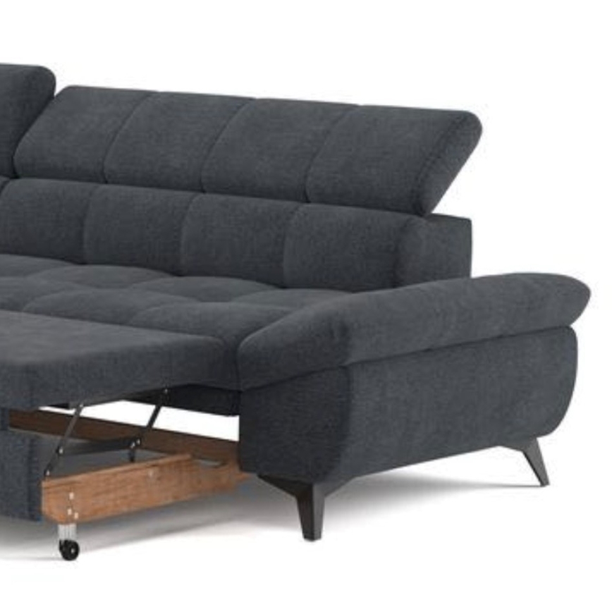 L-shaped folding corner lounge suite MARANO left black
