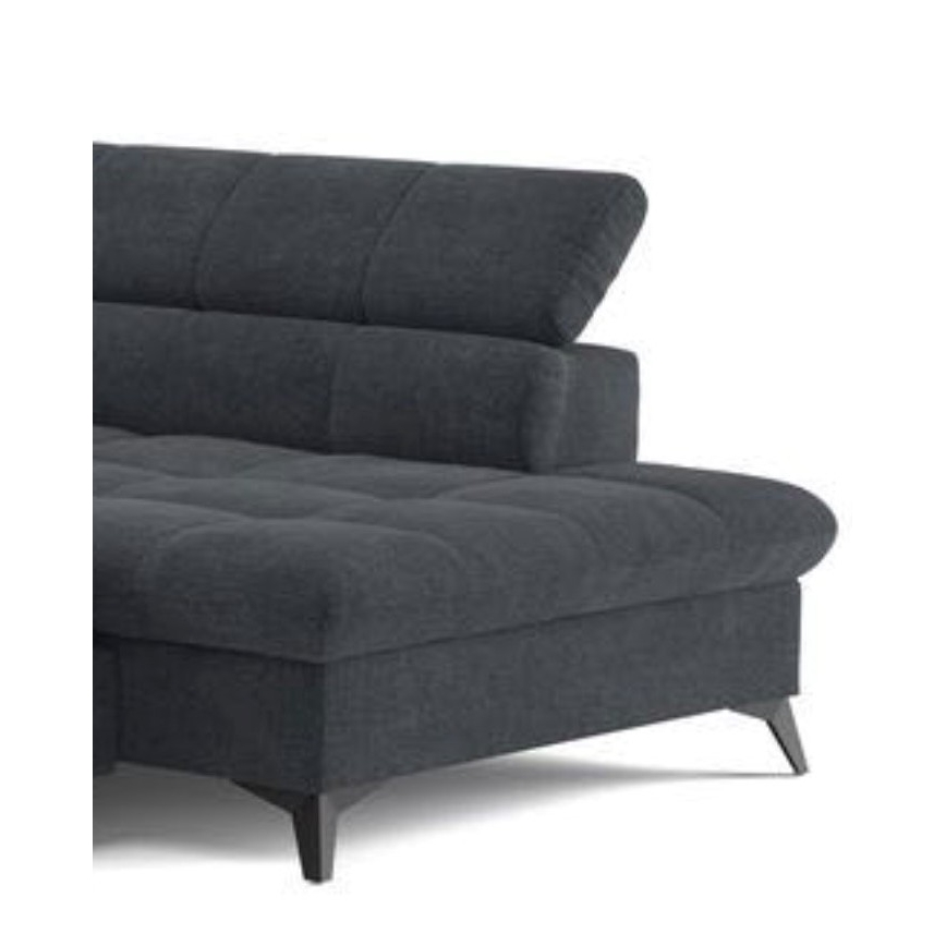 L-shaped folding corner lounge suite MARANO left black