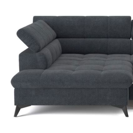 L-shaped folding corner lounge suite MARANO left black
