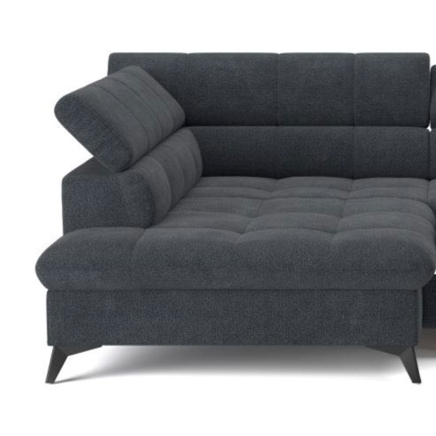 L-shaped folding corner lounge suite MARANO left black