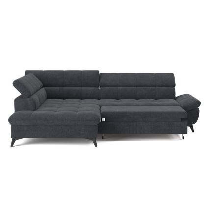 L-shaped folding corner lounge suite MARANO left black