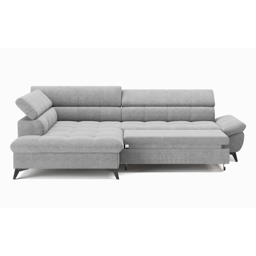 L-shaped folding corner lounge suite MARANO left grey