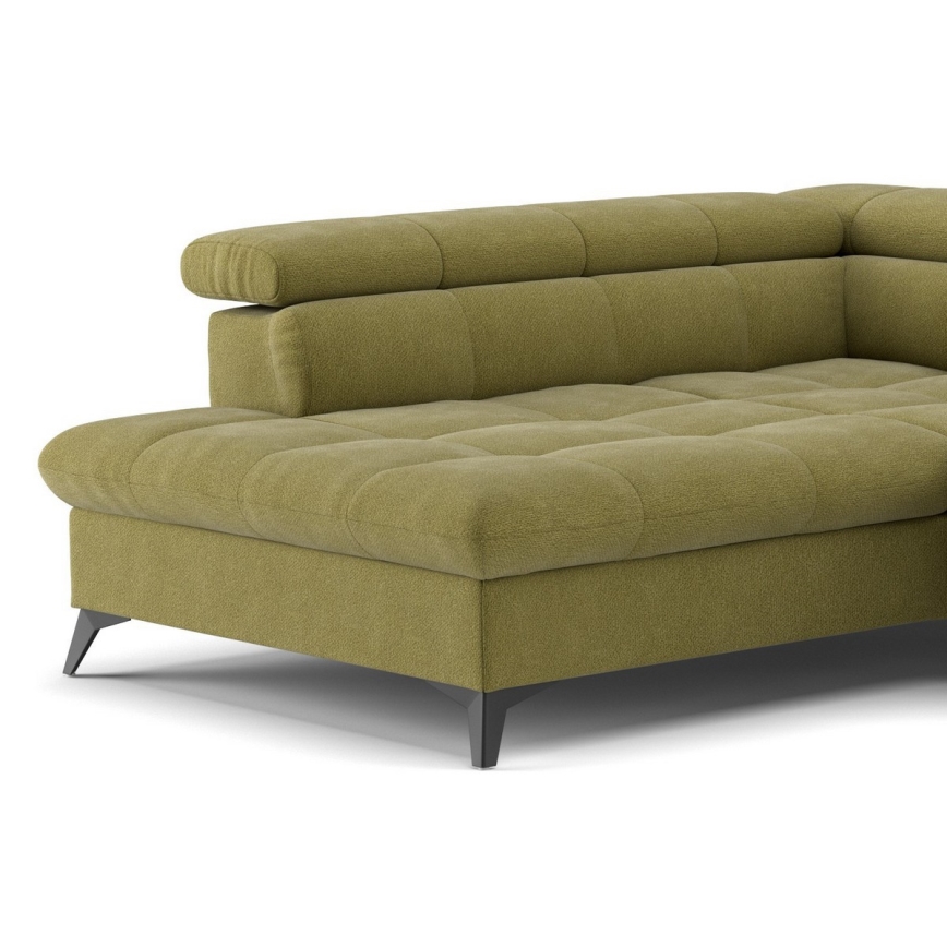 L-shaped folding corner lounge suite MARANO left olive