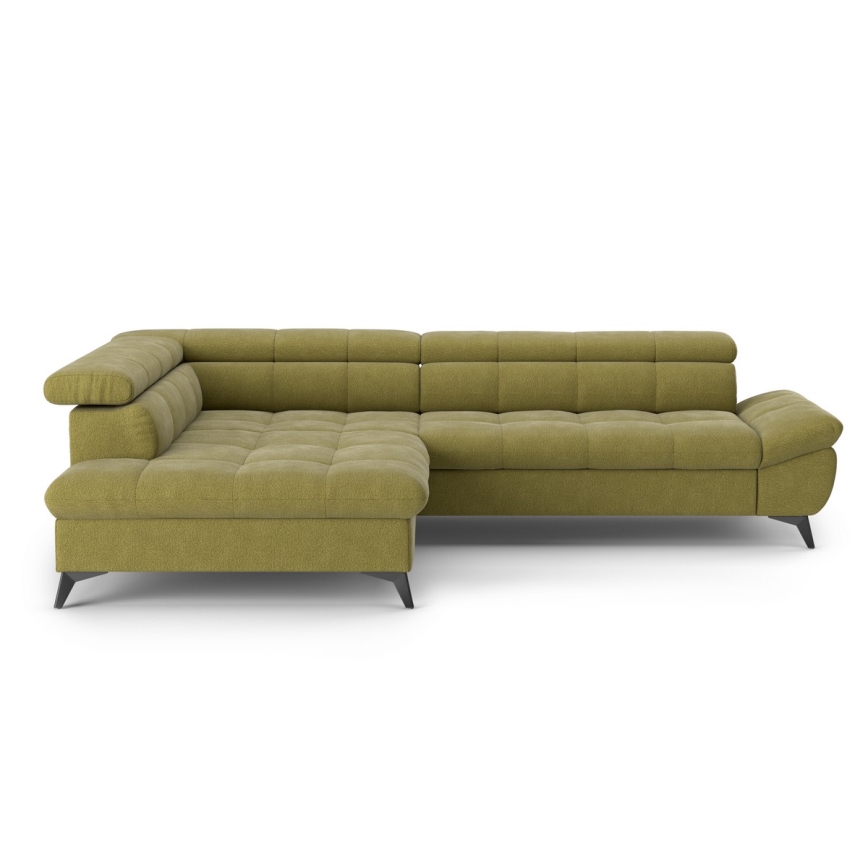 L-shaped folding corner lounge suite MARANO left olive