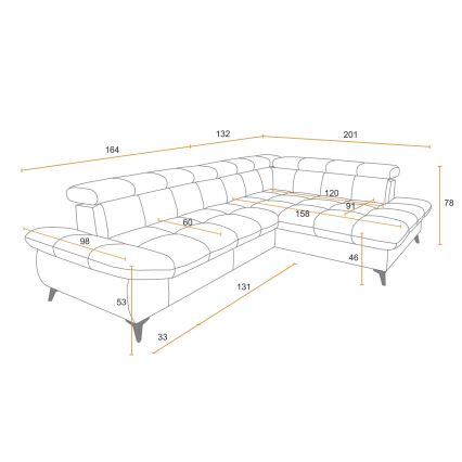 L-shaped folding corner lounge suite MARANO left olive
