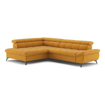 L-shaped folding corner lounge suite MARANO left orange