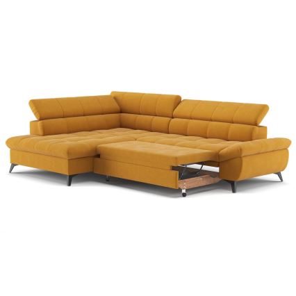 L-shaped folding corner lounge suite MARANO left orange
