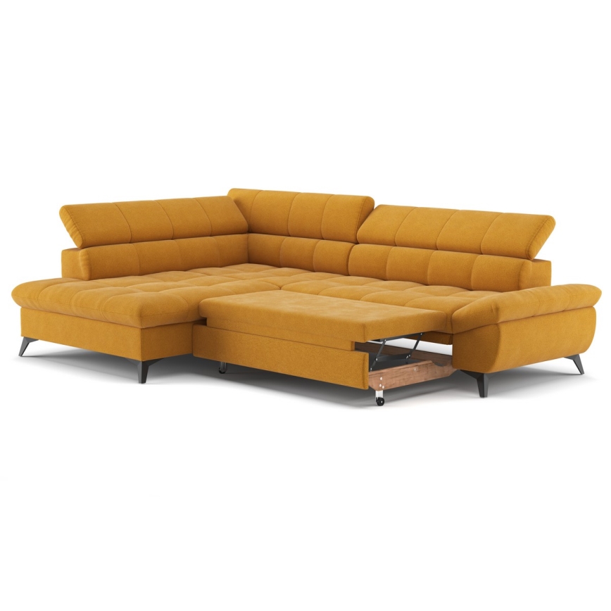 L-shaped folding corner lounge suite MARANO left orange