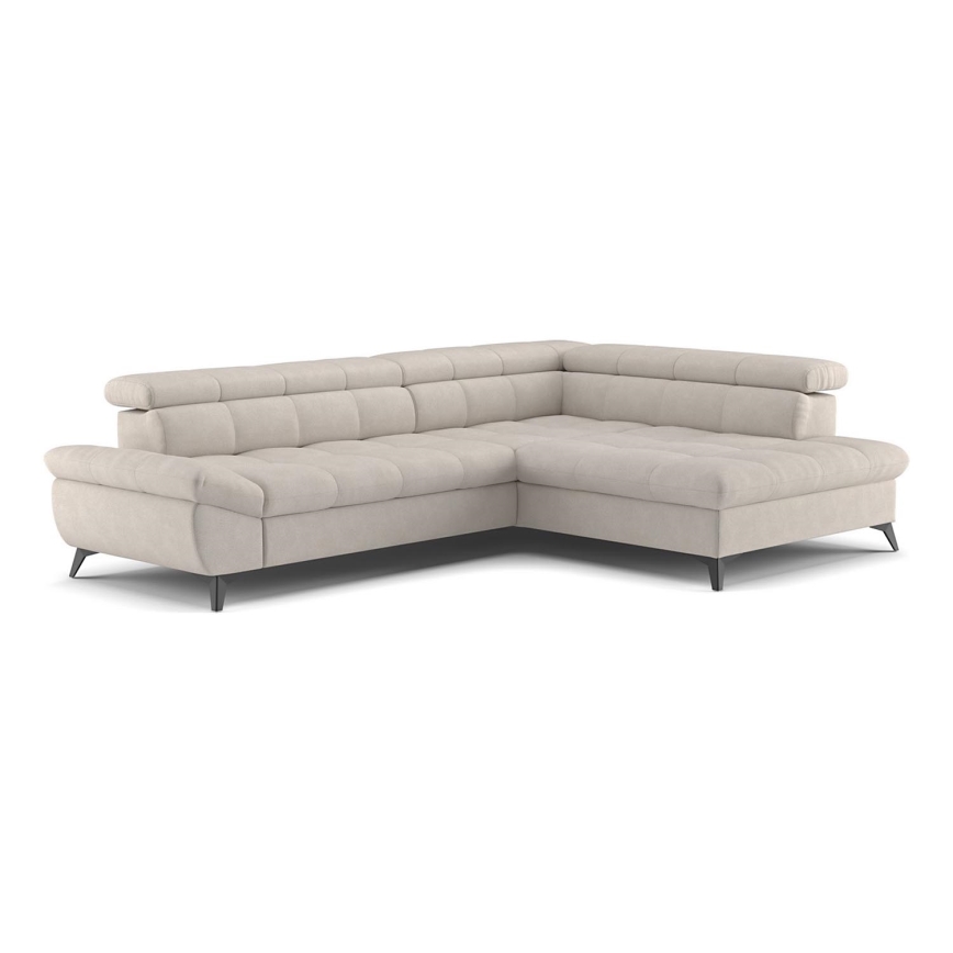 L-shaped folding corner lounge suite MARANO right beige
