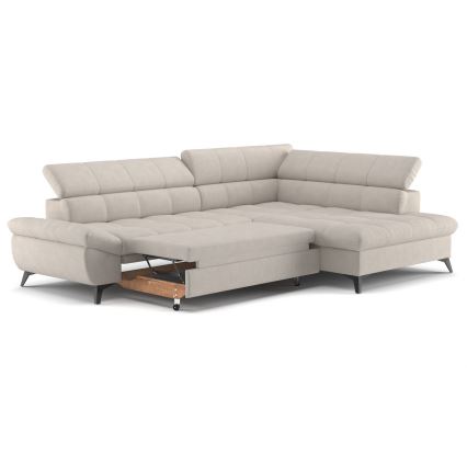 L-shaped folding corner lounge suite MARANO right beige