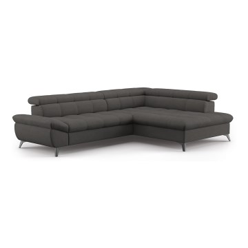L-shaped folding corner lounge suite MARANO right black