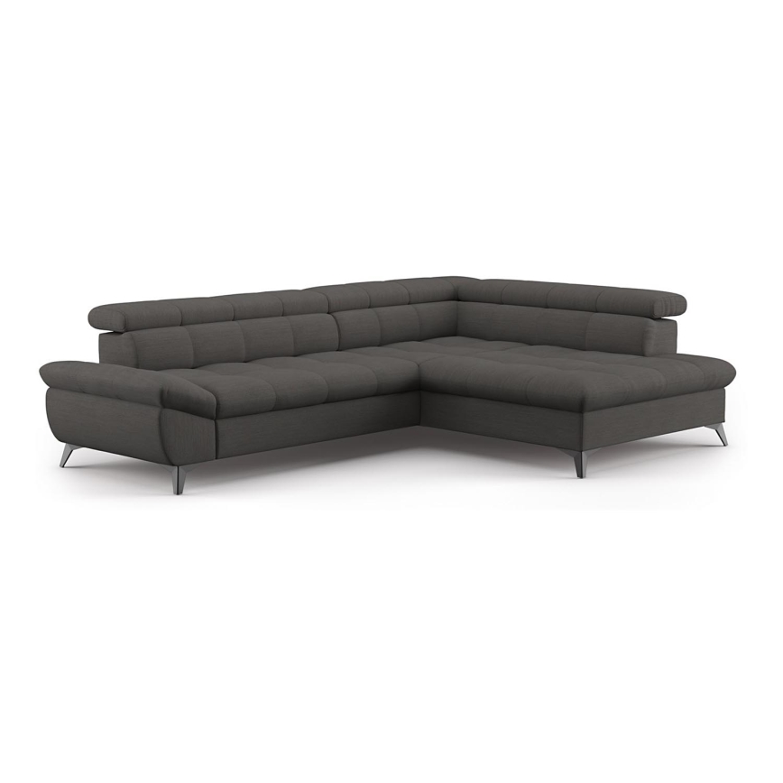 L-shaped folding corner lounge suite MARANO right black