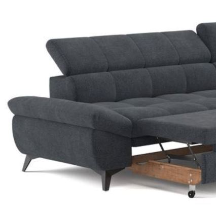 L-shaped folding corner lounge suite MARANO right black