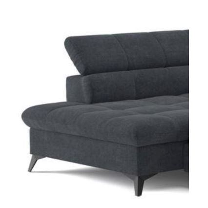 L-shaped folding corner lounge suite MARANO right black