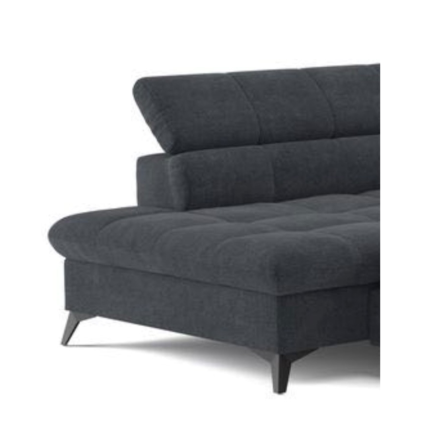 L-shaped folding corner lounge suite MARANO right black
